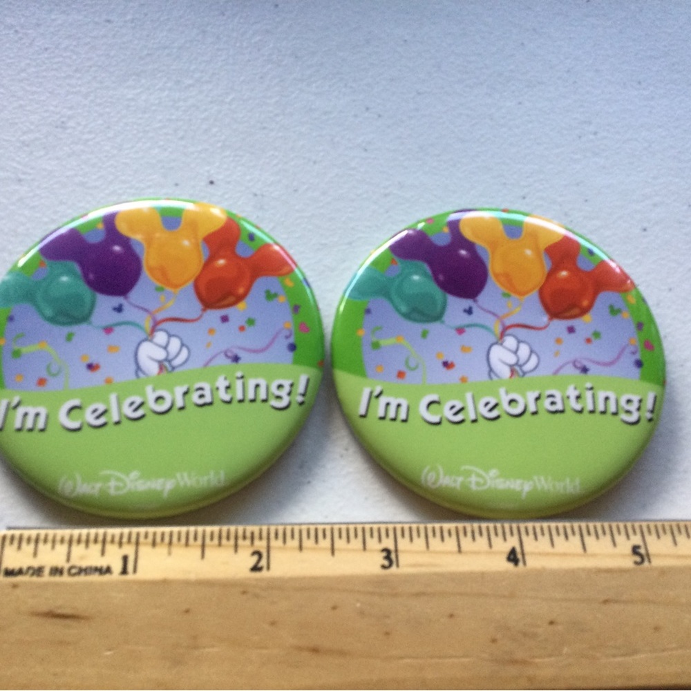 2 (Two) Disneyland Disneyworld I'm Celebrating Button